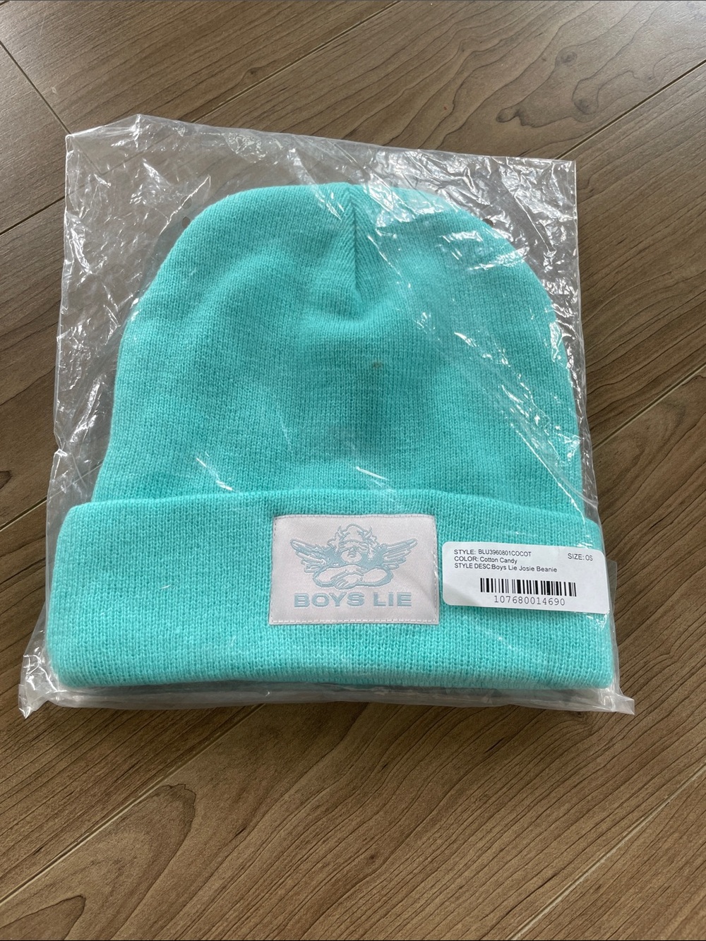 BOYS LIE Josie “ Cotton Candy “color Knit Beanie with Branded Patch Brand New